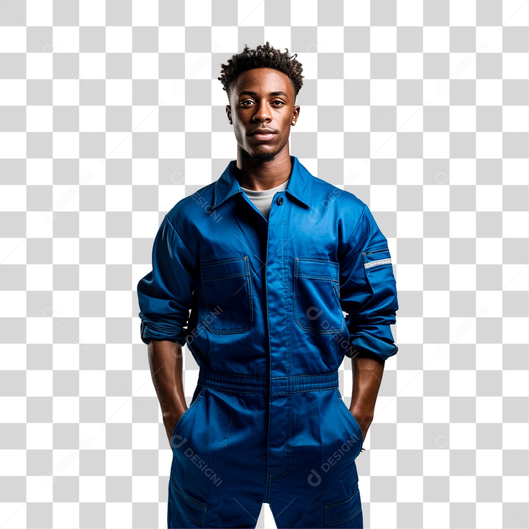 Homem De 20 Anos Mecânico Uniforme Azul  PNG Transparente