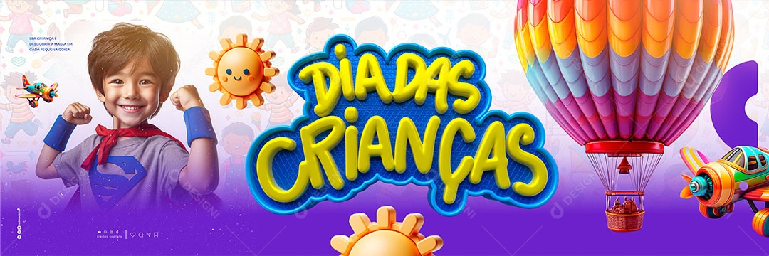 Banner Feliz Dia das Crianças 12 de Outubro Social Media PSD Editável