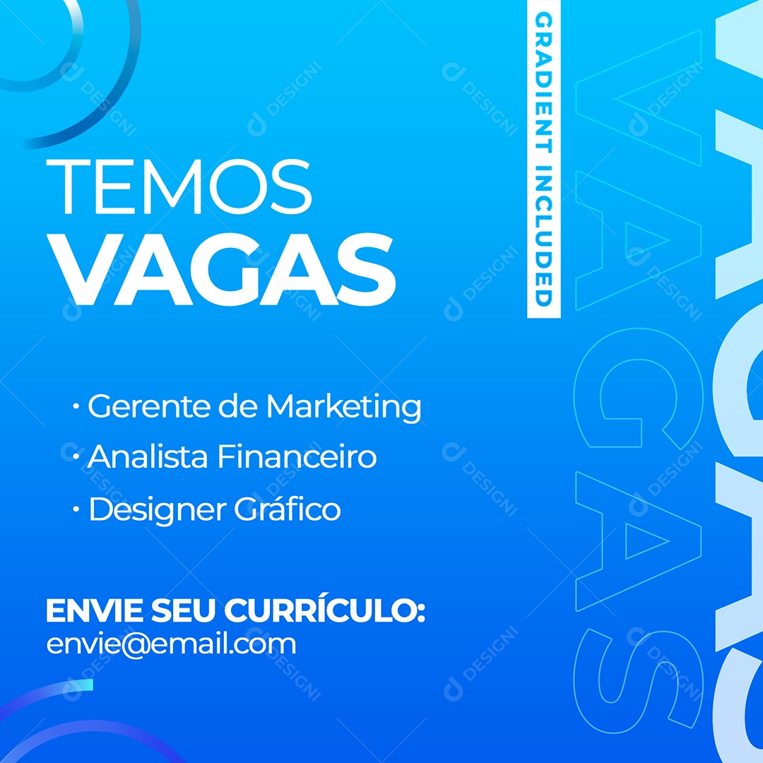 Temos Vagas de Emprego Social Media PSD Editável