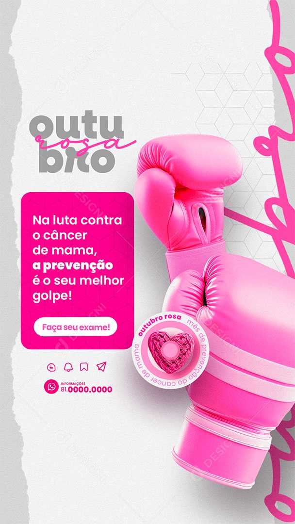 Story Outubro Lutando Contra o Câncer de Mama Social Media PSD Editável