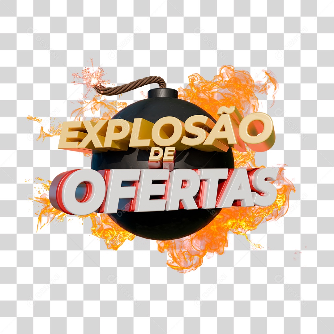 Selo 3D Explosão de Ofertas PNG Transparente