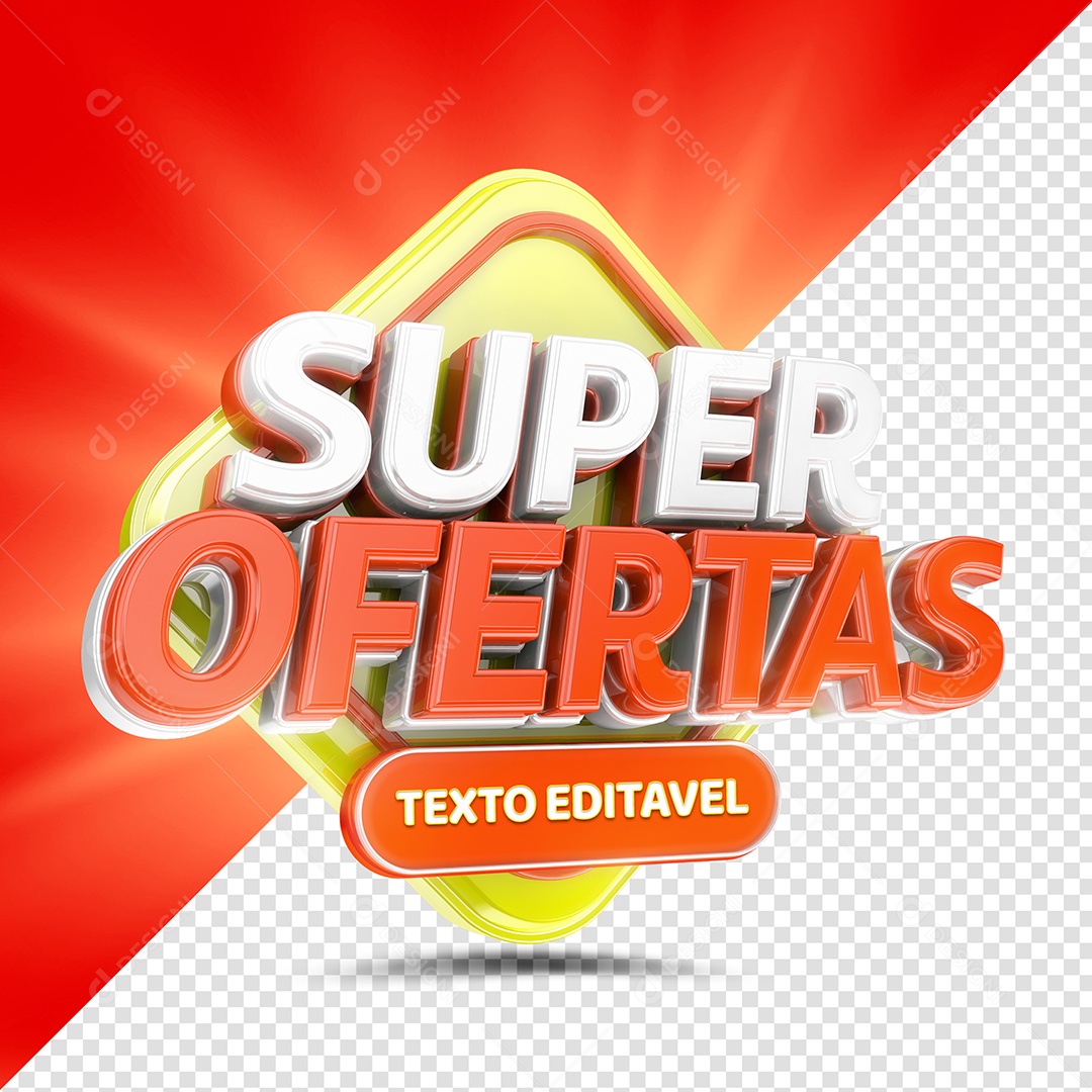 Selo 3D Super Ofertas Texto Editável PSD