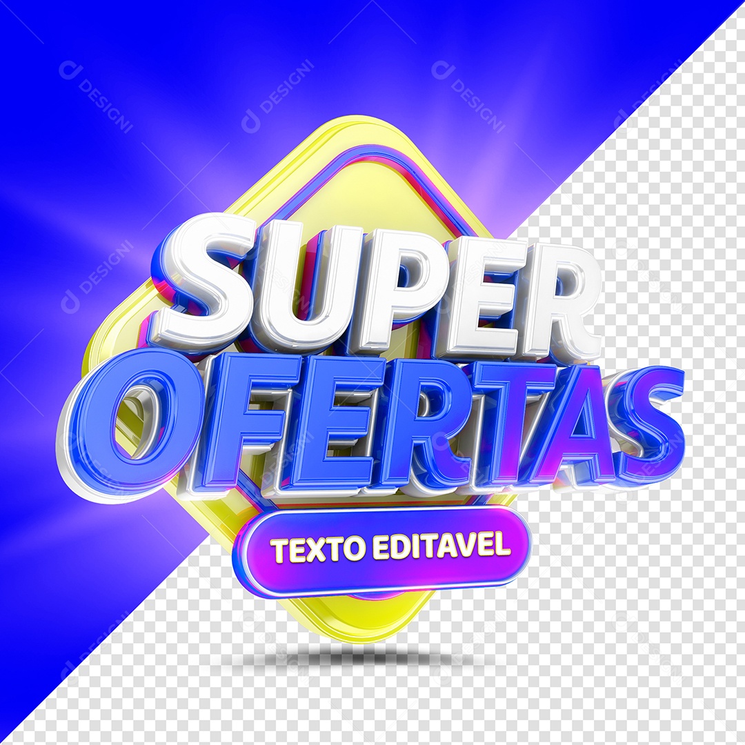 Selo 3D Super Ofertas Texto Editável PSD