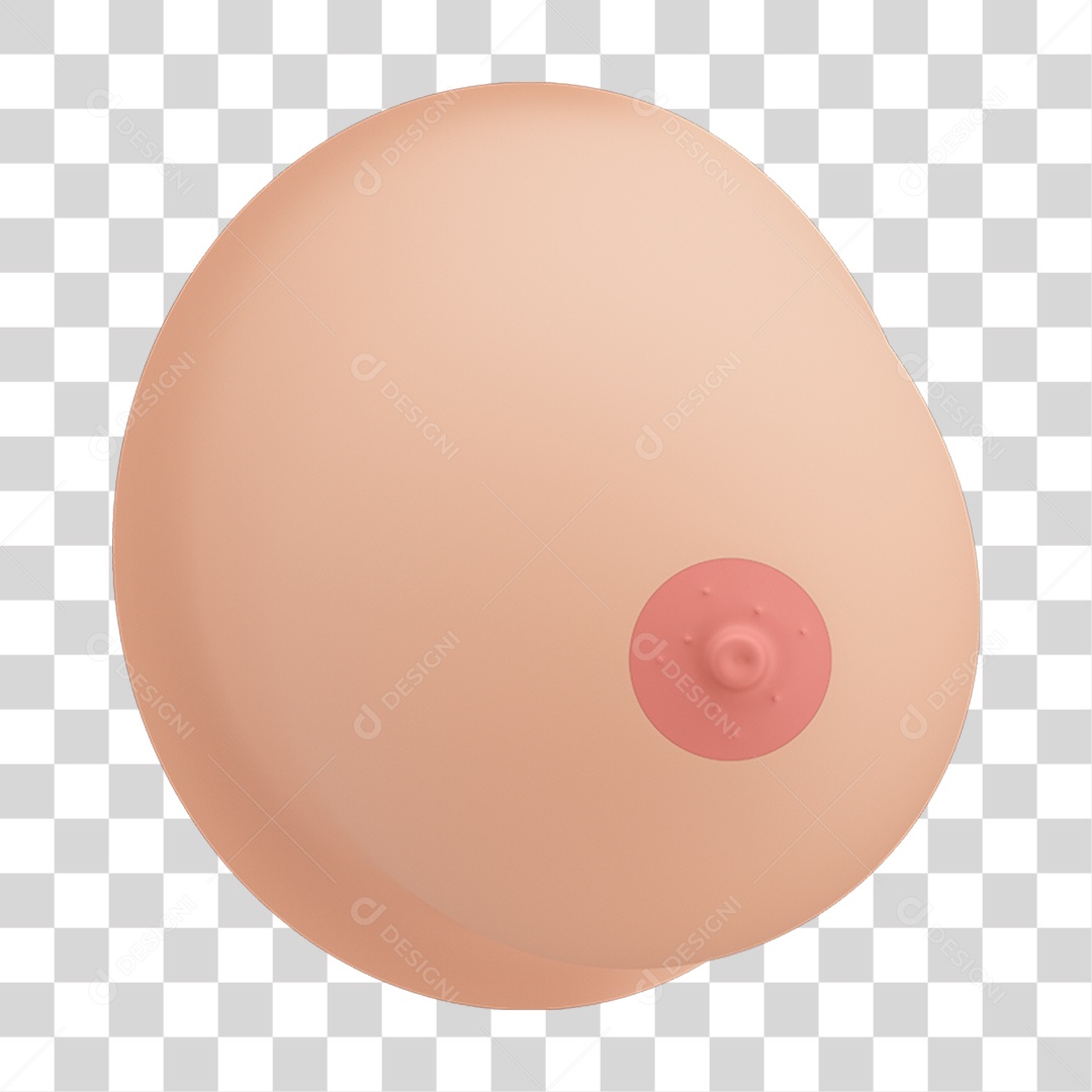 Seio 3D Campanha Outubro Rosa para Composição PNG Transparente