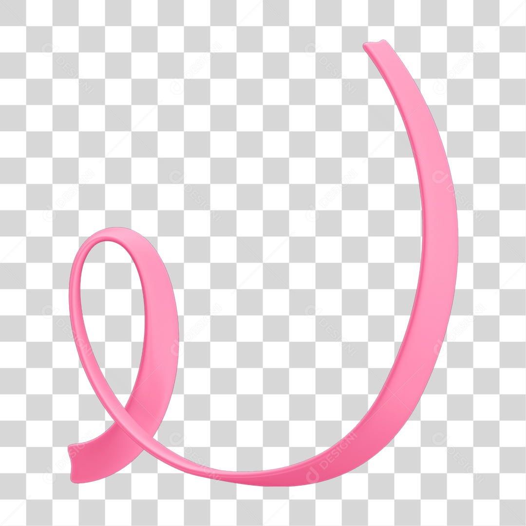 Laço Rosa 3D Campanha Outubro Rosa para Composição PNG Transparente