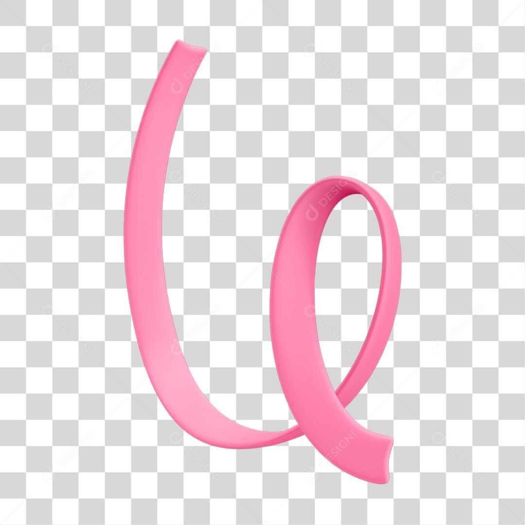 Laço Rosa 3D Campanha Outubro Rosa para Composição PNG Transparente