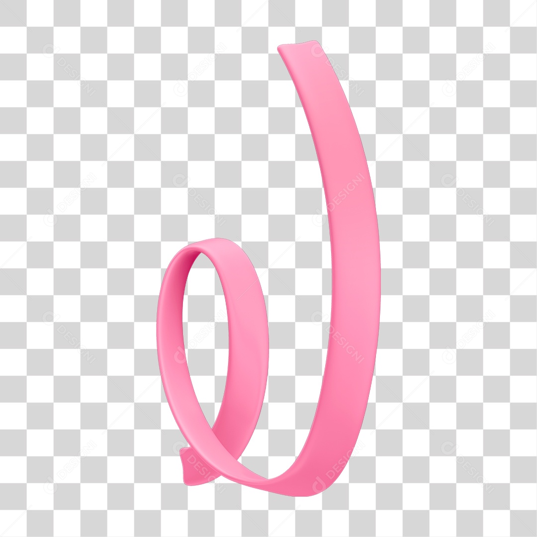 Laço Rosa 3D Campanha Outubro Rosa para Composição PNG Transparente
