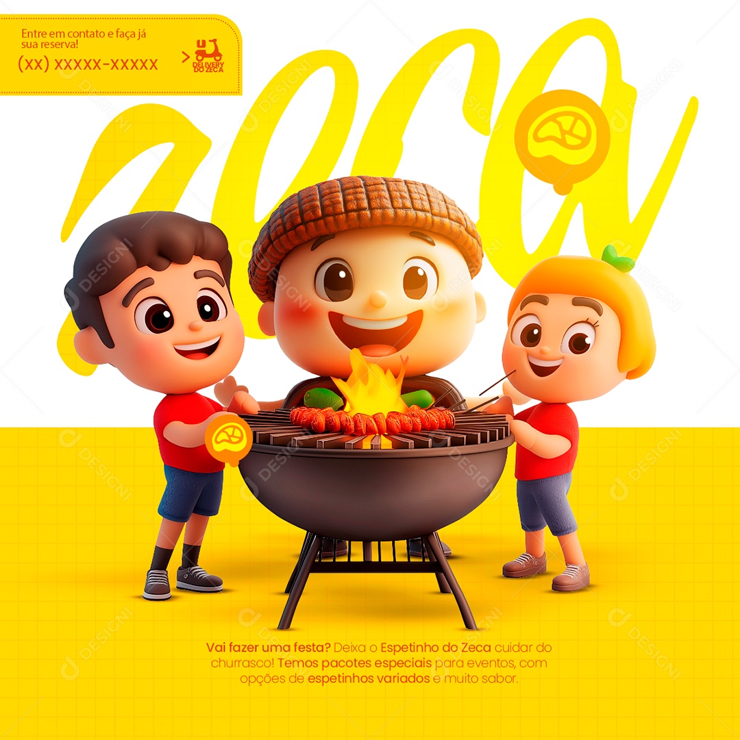 Vai Fazer Uma Festa? Deixa O Espetinho Do Zeca Cuidar Do Churrasco Social Media PSD Editável