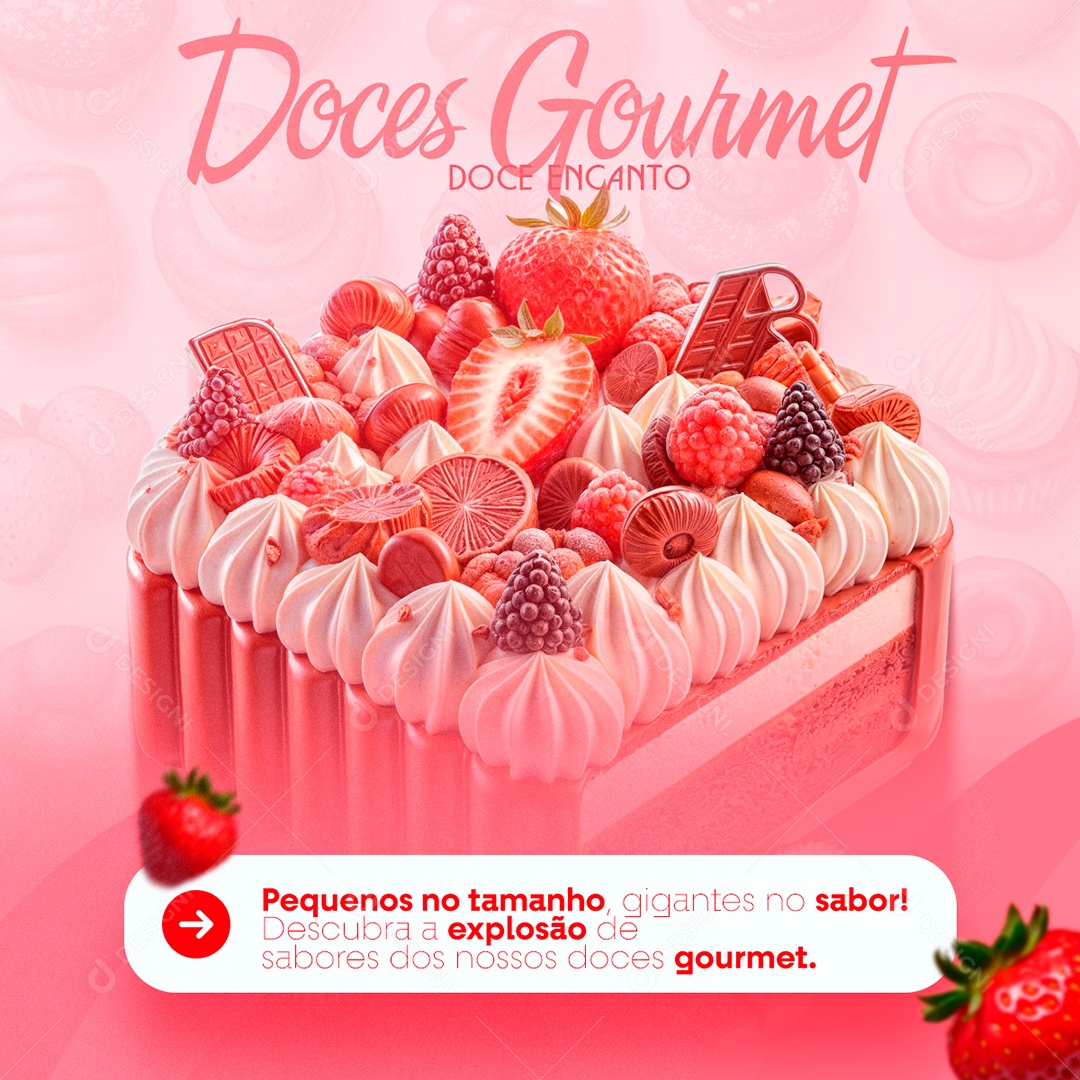 Confeitaria Doces Gourmet Doce Encanto Social Media PSD Editável
