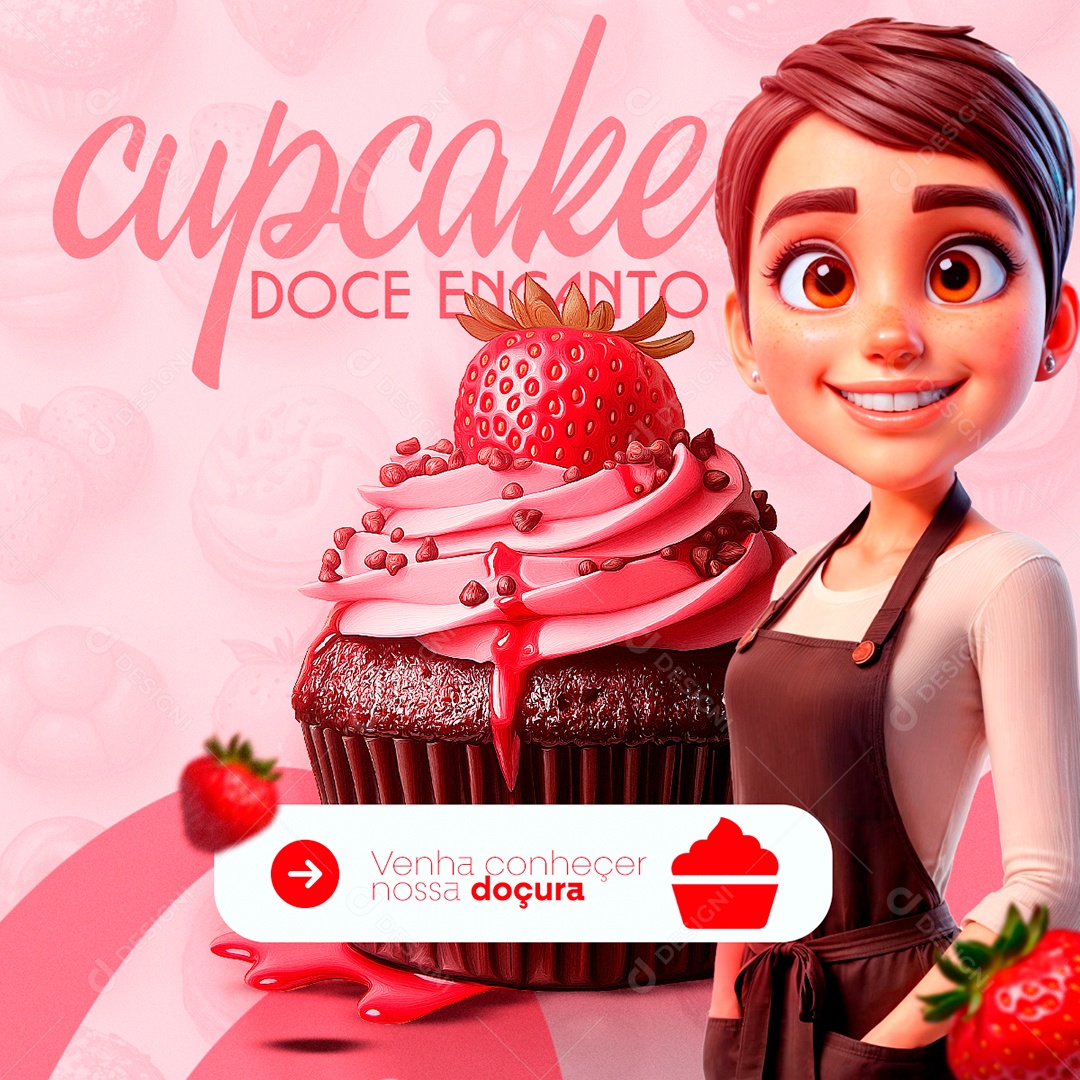 Doceria Cupcake Doce Encanto Social Media PSD Editável