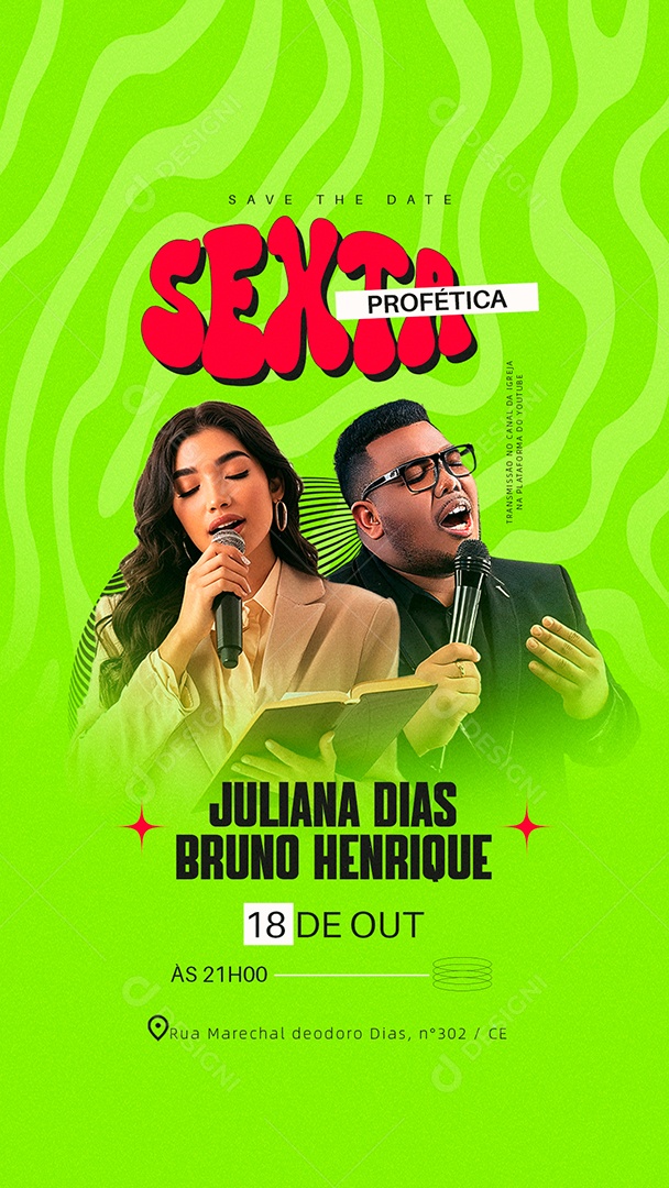 Story Gospel Culto Sexta Profética Social Media PSD Editável