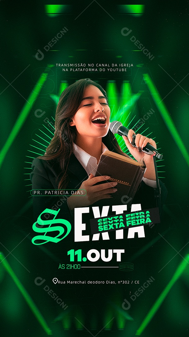 Story Gospel Culto Sexta Feira Social Media PSD Editável