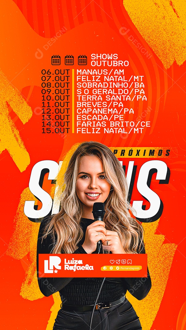 Story Flyer Próximos Shows Luiza Rafaela Social Media PSD Editável