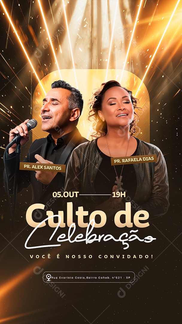 Story Gospel Culto de Celebração Social Media PSD Editável