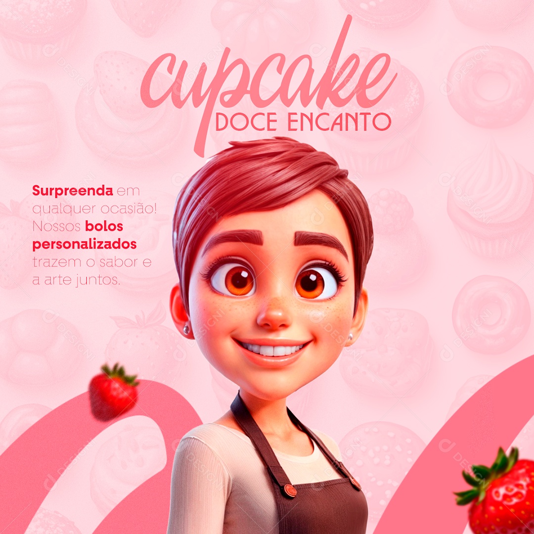Confeitaria Cupcake Doce Encanto Social Media PSD Editável