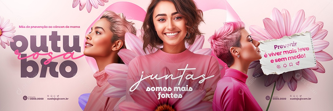 Carousel October Pink Breast Social Media PSD Cancer Prevention Month Editable