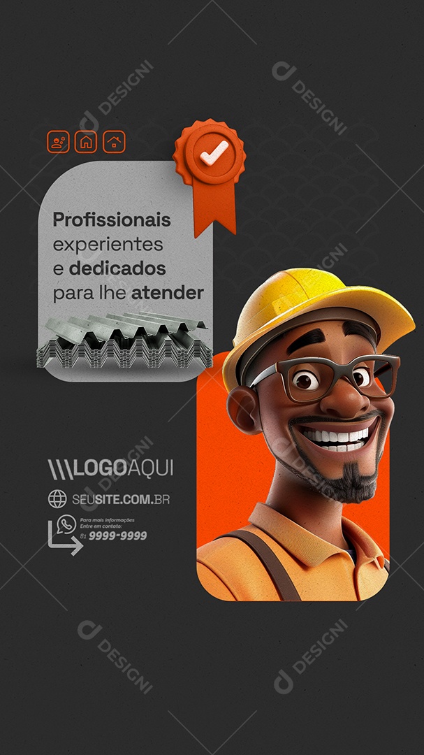 Story Loja de Telhado Profissionais Experientes Social Media PSD Editável