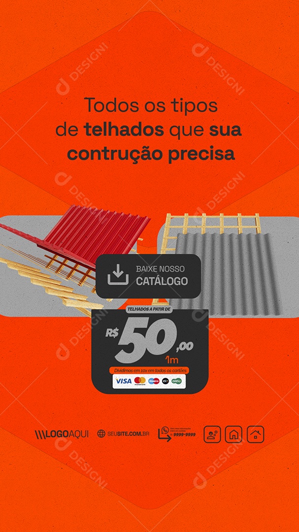 Story Loja de Telhado Todos os Tipos de Telhados Social Media PSD Editável