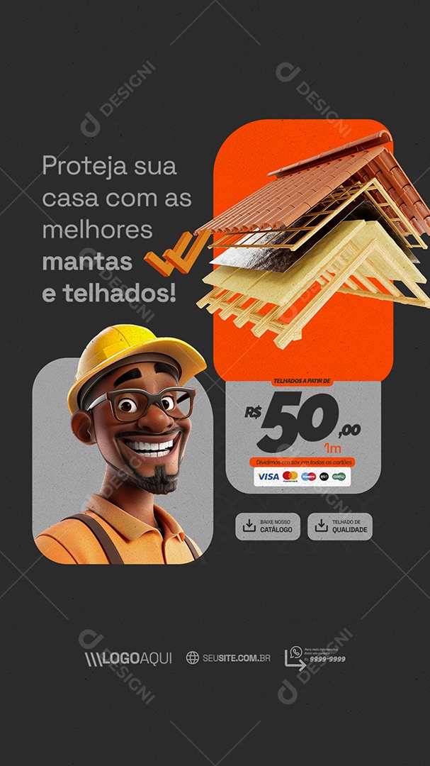 Story Loja de Telhado Proteja sua Casa Social Media PSD Editável