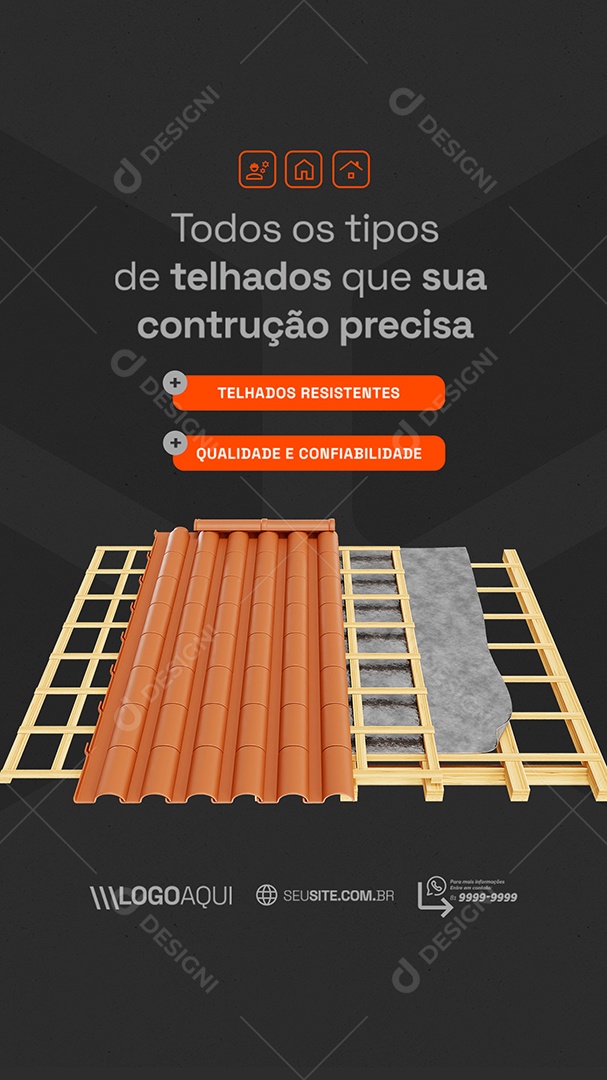 Story Loja de Telhado Todos os Tipos de Telhados Social Media PSD Editável