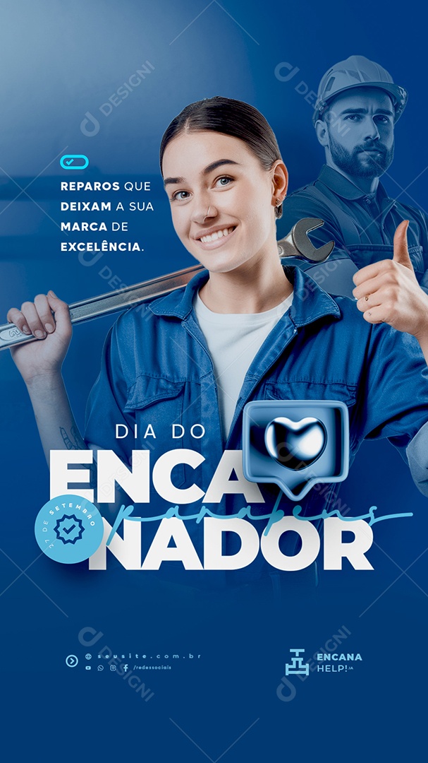 Story Dia do Encanador 27 de Setembro Reparos Que Deixam a Sua Marca Social Media PSD Editável