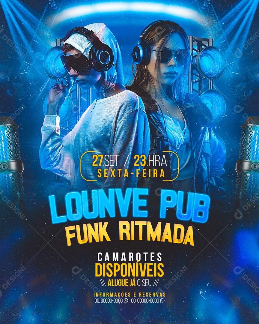 Flyer Lounve Pub Funk Ritmada Social Media PSD Editável