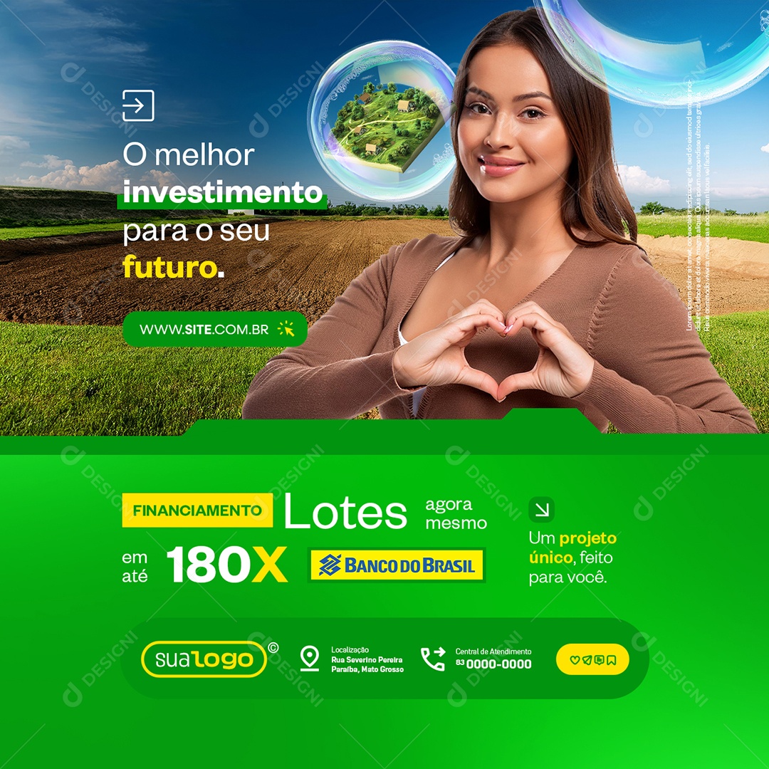Lotes O Melhor Investimento Para o Seu Futuro Social Media PSD Editável