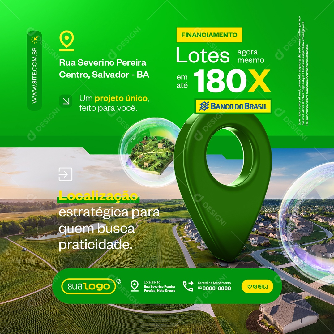 Lotes Localização Estratégica para Quem Busca Praticidade Social Media PSD Editável