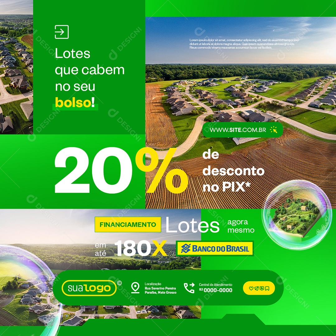 Lotes Que Cabem no Seu Bolso Social Media PSD Editável