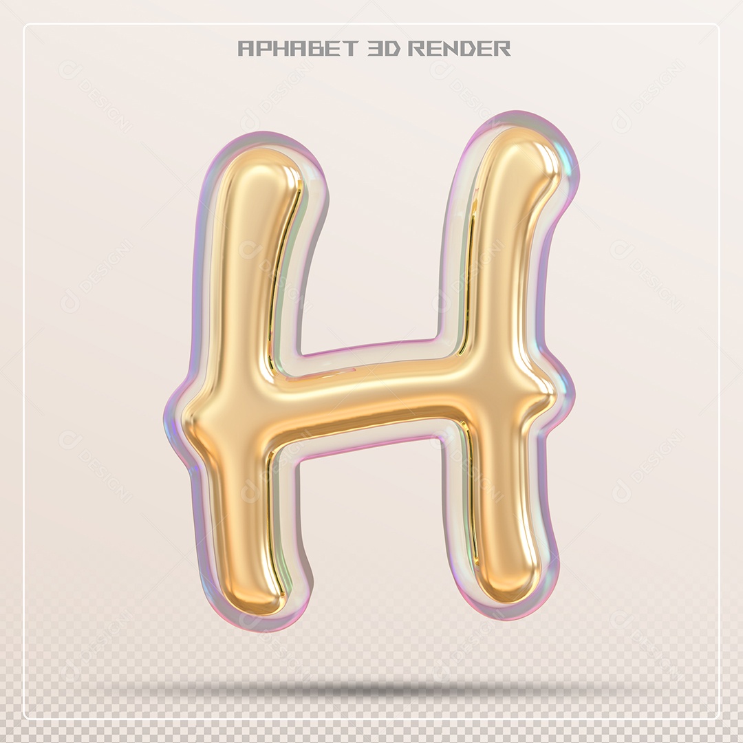 Letra 3D H Dourada Para Composição PSD