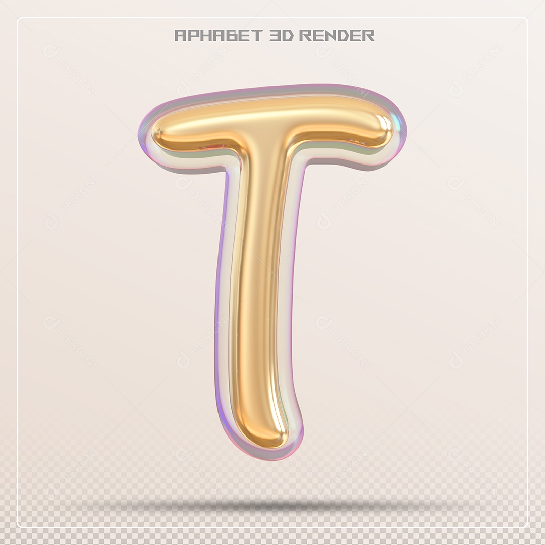Letra 3D T Dourada Para Composição PSD