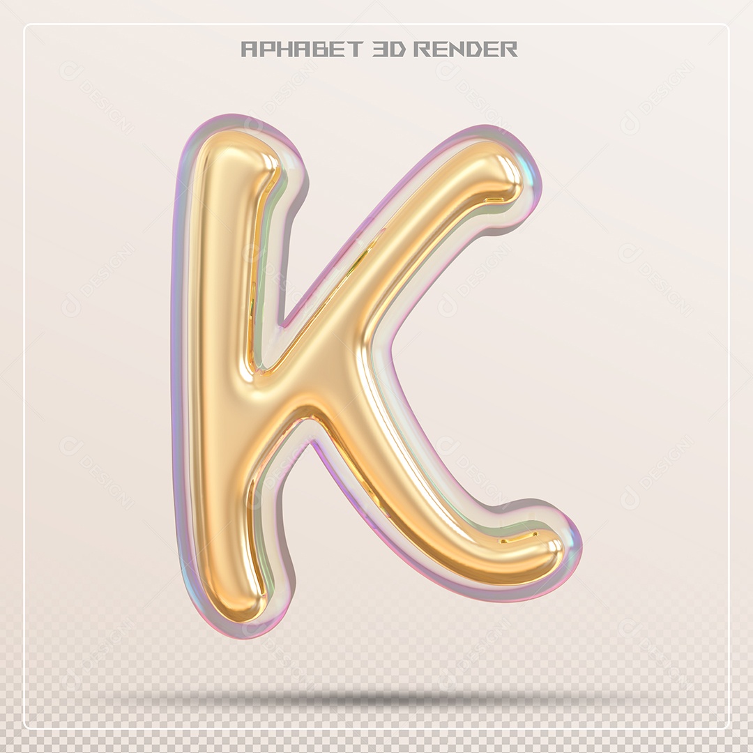 Letra 3D K Dourada Para Composição PSD