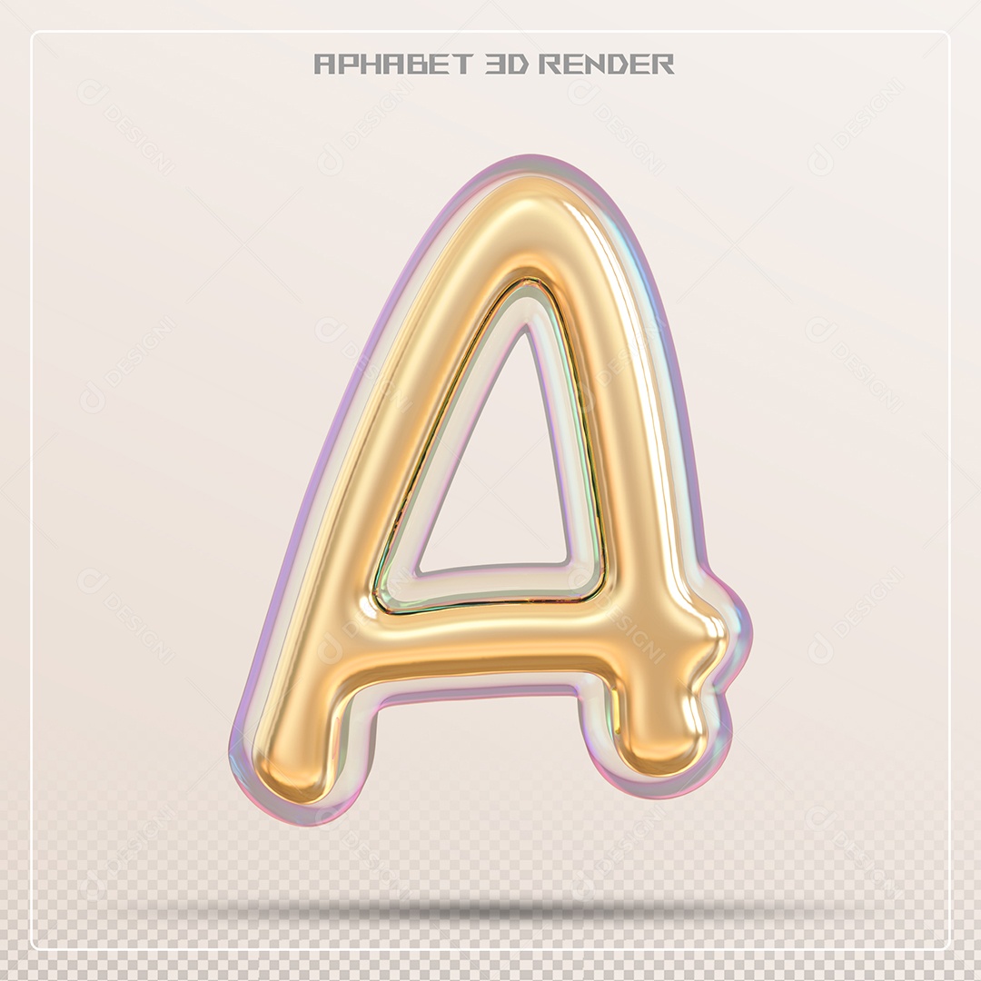 Letra 3D A Dourada Para Composição PSD