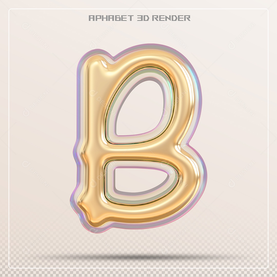 Letra 3D B Dourada Para Composição PSD