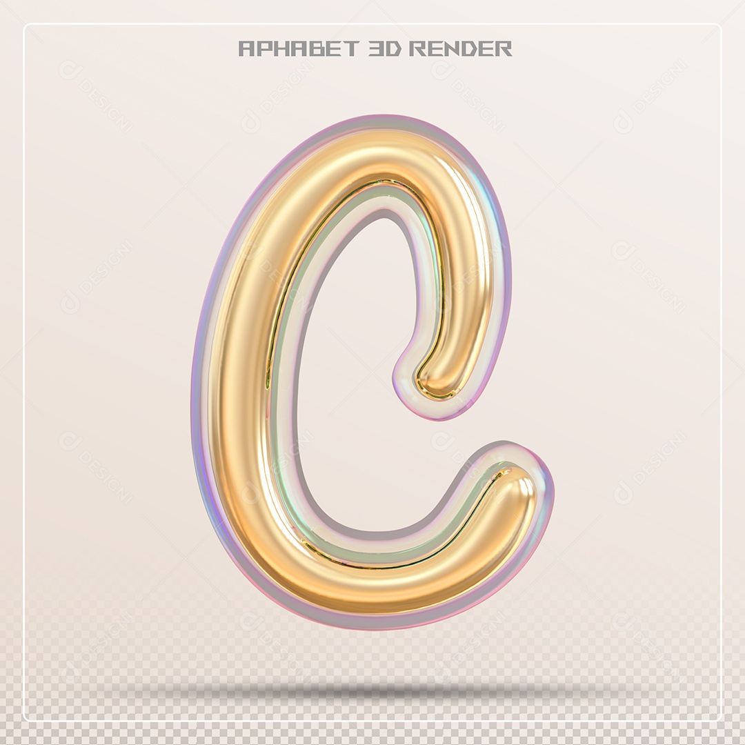 Letra 3D C Dourada Para Composição PSD