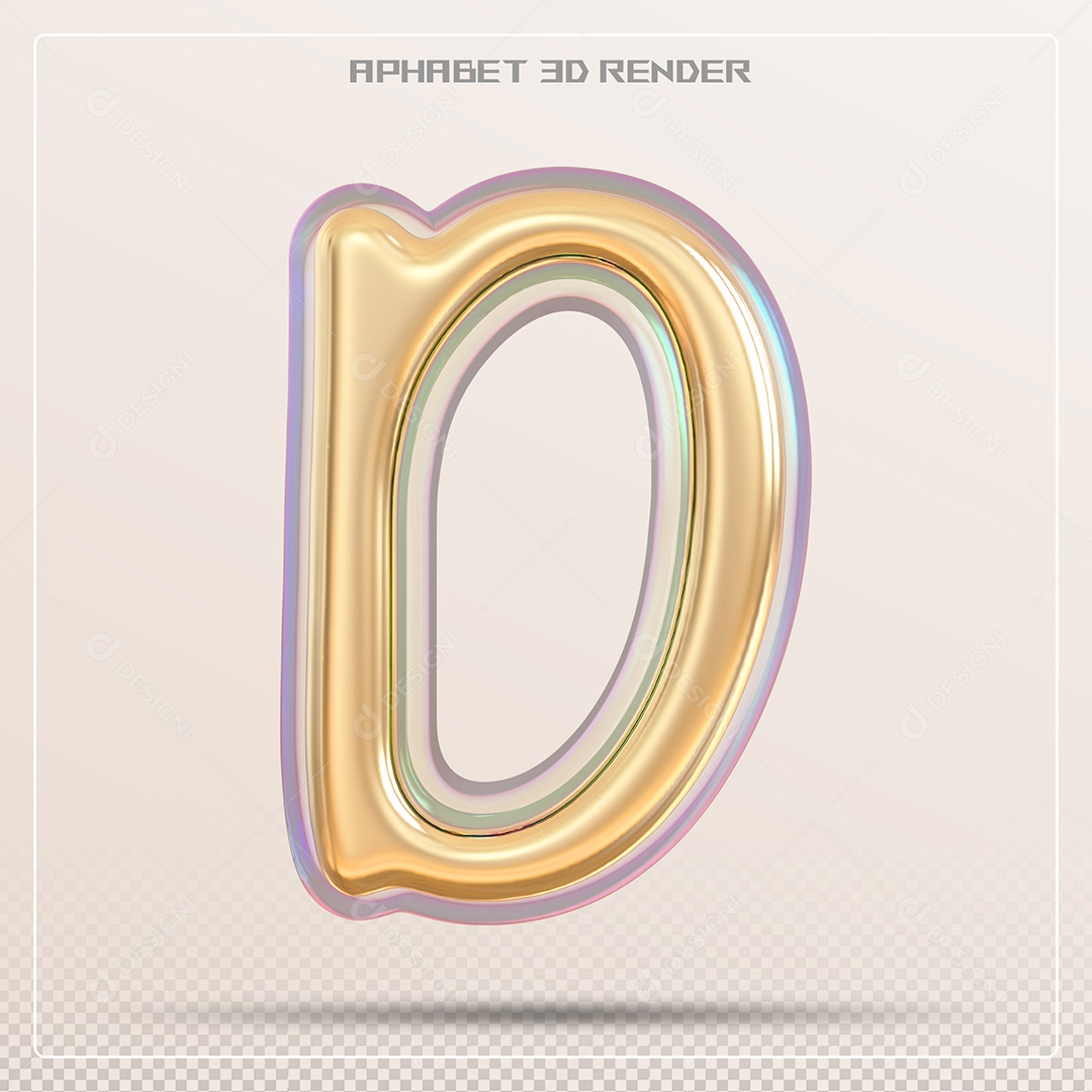 Letra 3D D Dourada Para Composição PSD