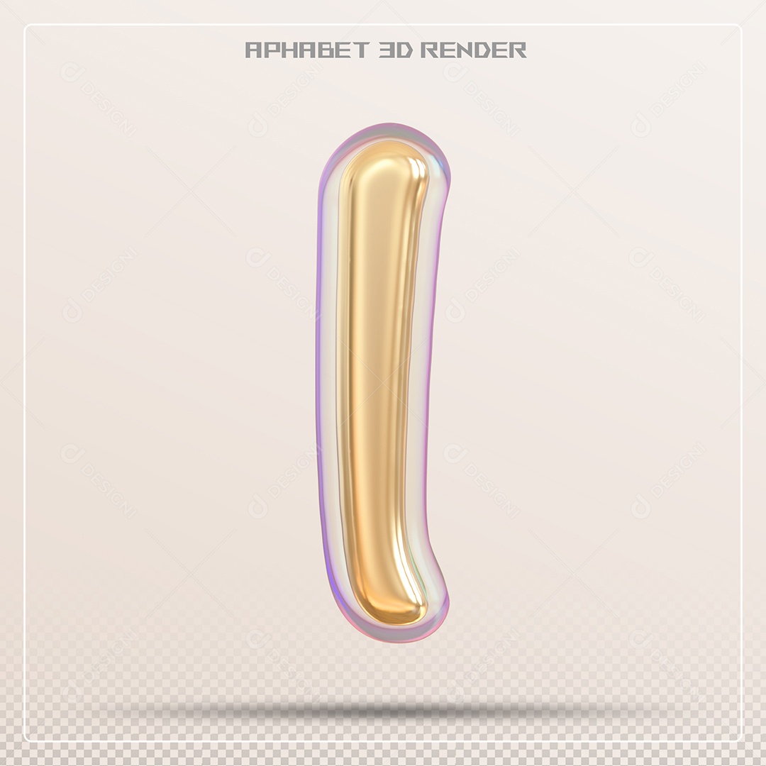 Letra 3D I Dourada Para Composição PSD