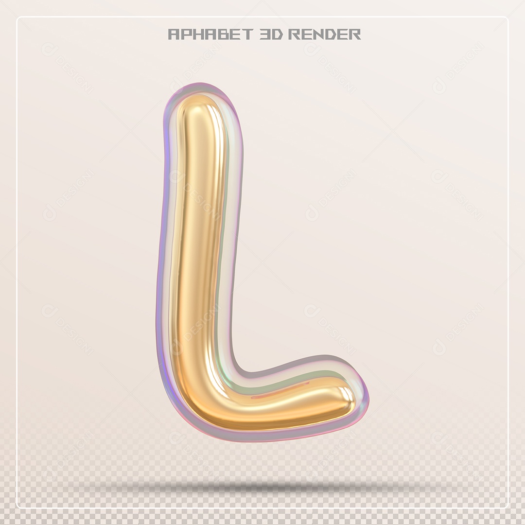 Letra 3D L Dourada Para Composição PSD