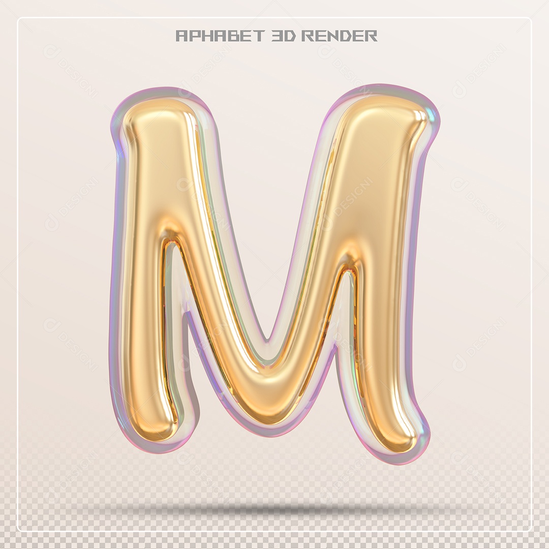 Letra 3D M Dourada Para Composição PSD
