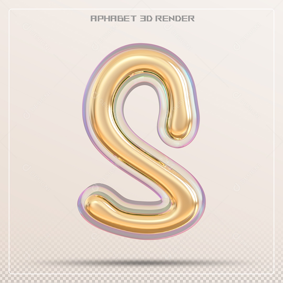 Letra 3D S Dourada Para Composição PSD