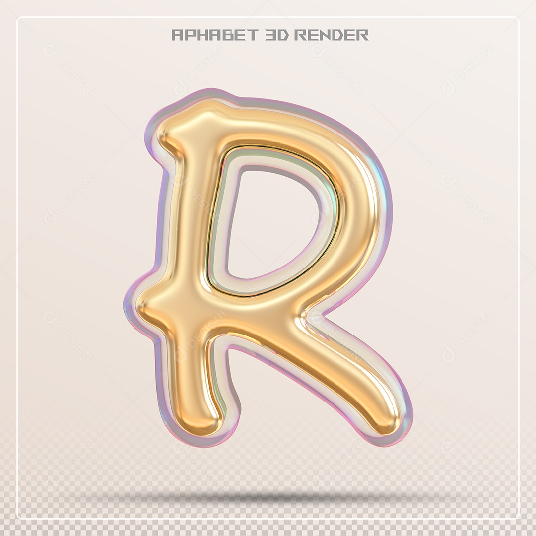 Letra 3D R Dourada Para Composição PSD