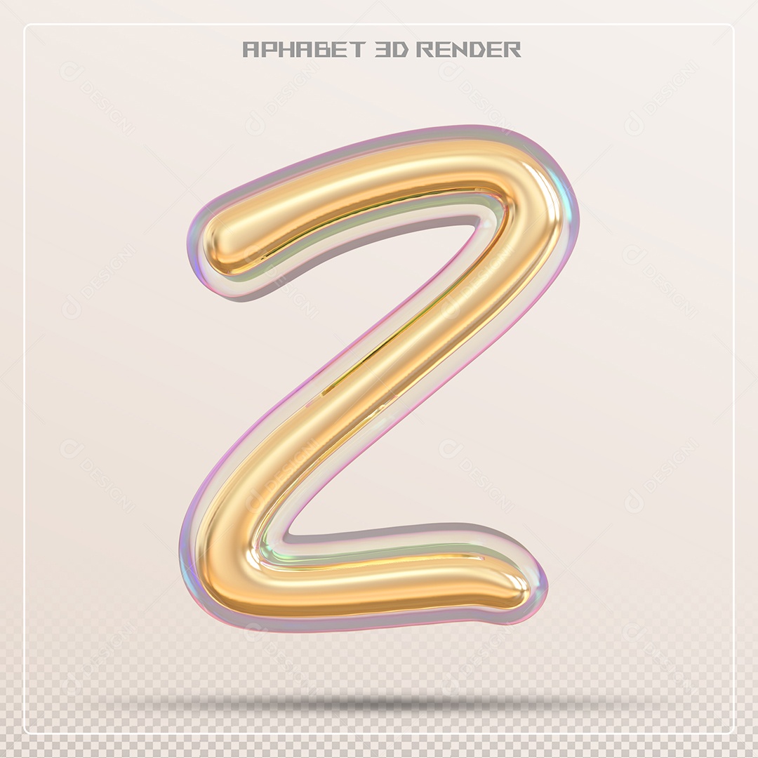 Letra 3D Z Dourada Para Composição PSD