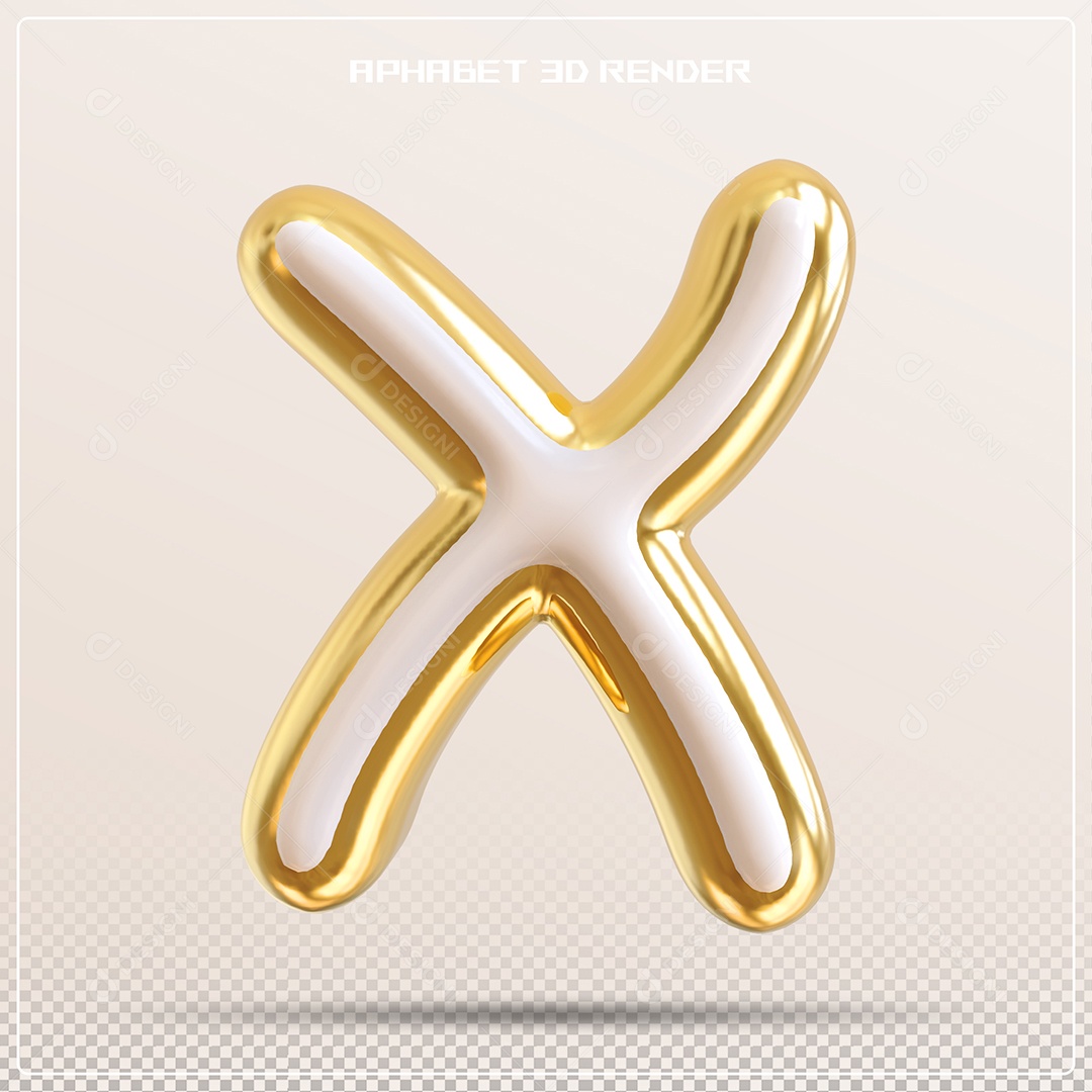Letra 3D X Dourada Para Composição PSD
