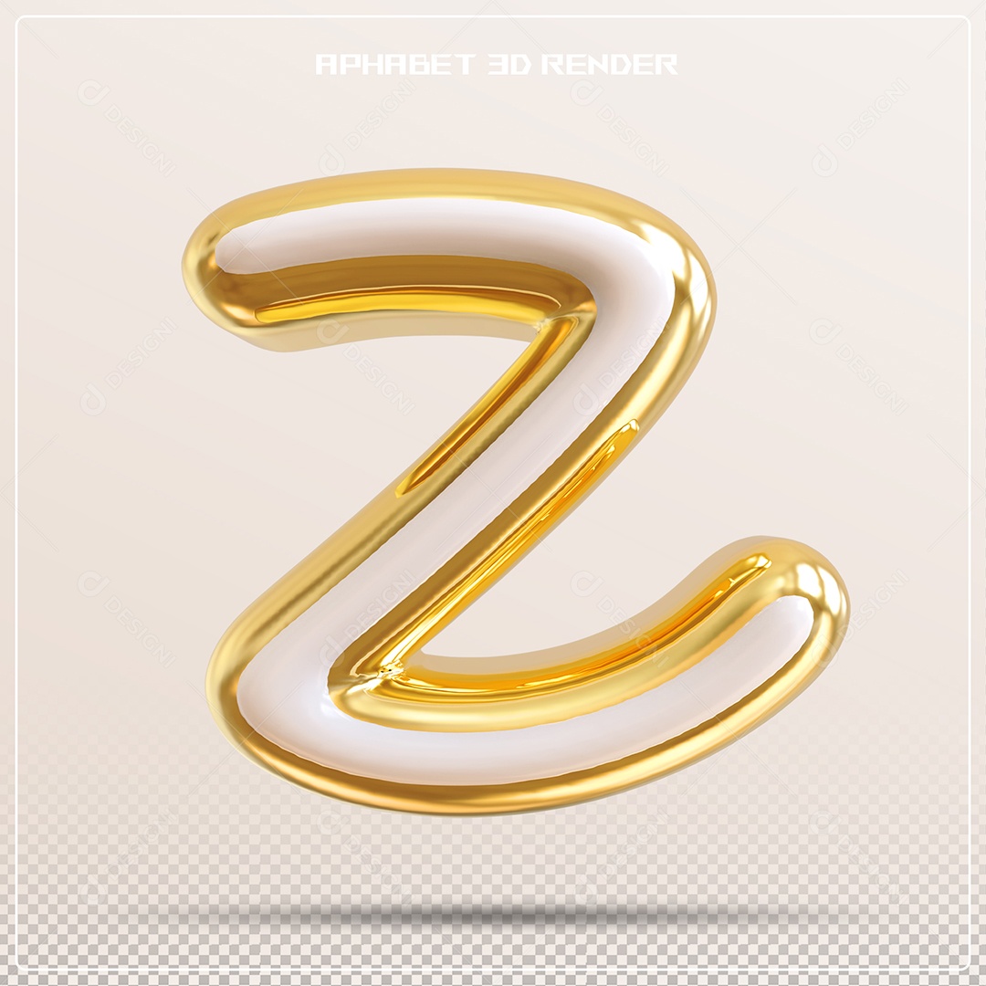 Letra 3D Z Dourada Para Composição PSD