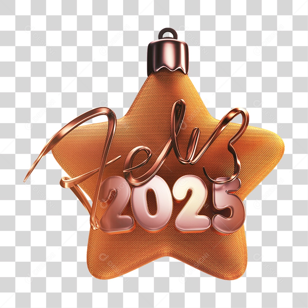 Estrela Feliz 2025 3D Para Composição PNG Transparente