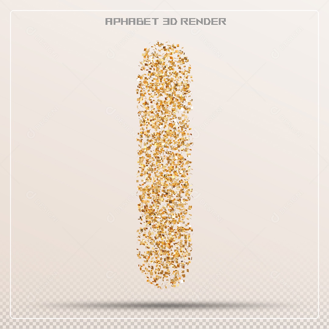 Letra 3D I Dourada Para Composição PSD
