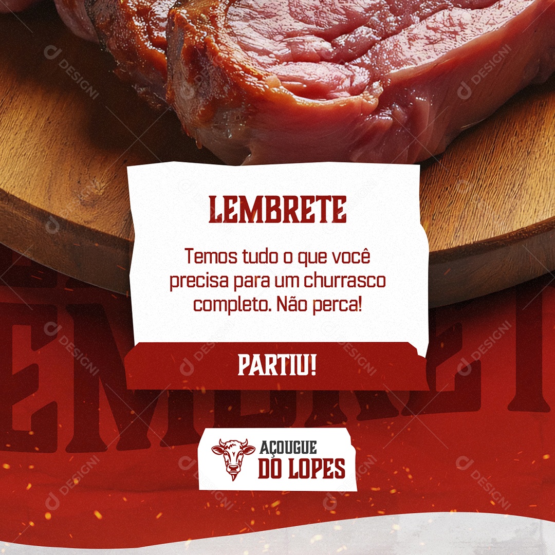 Açougue Lembrete Social Media PSD Editável