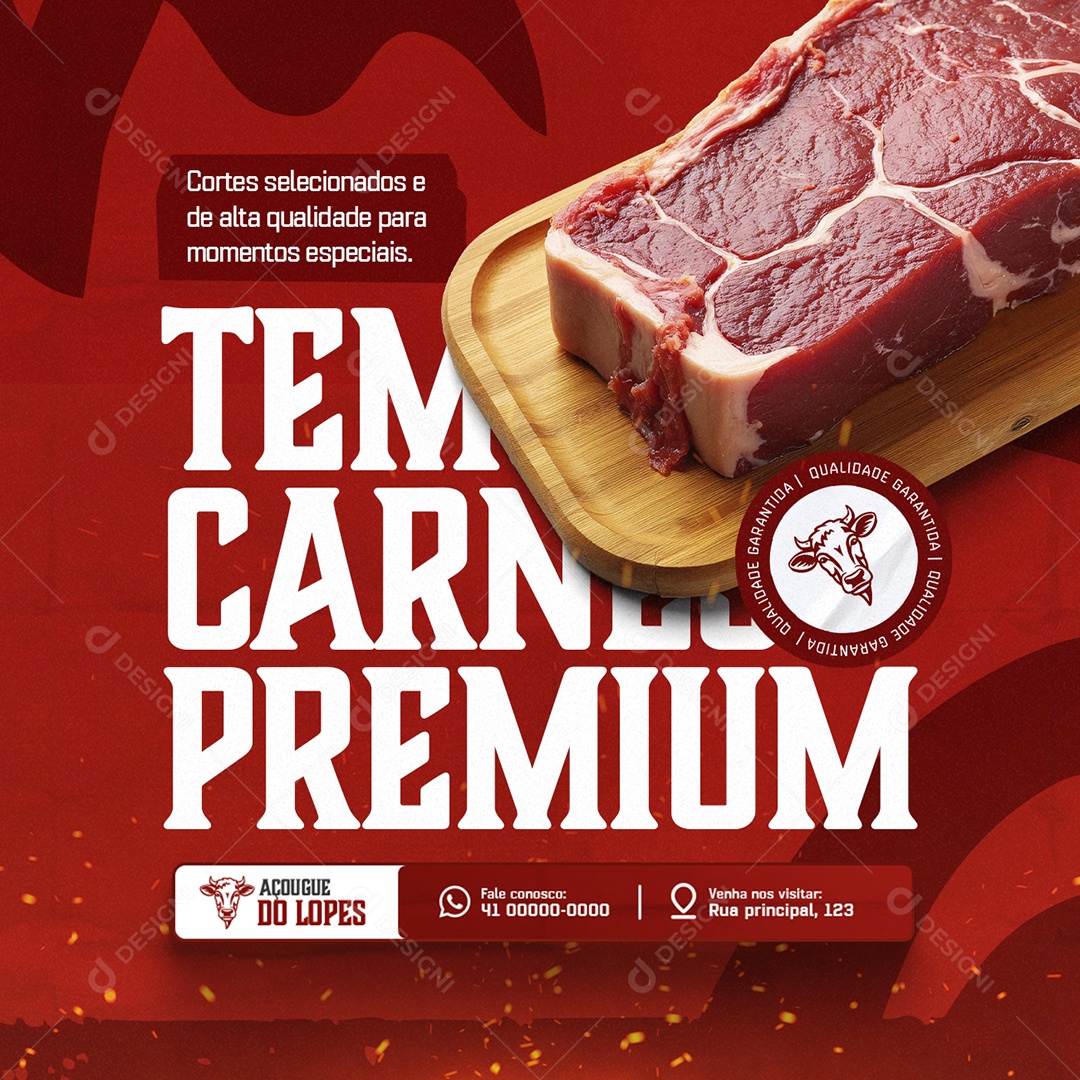 Açougue Tem Carne Premium Social Media PSD Editável