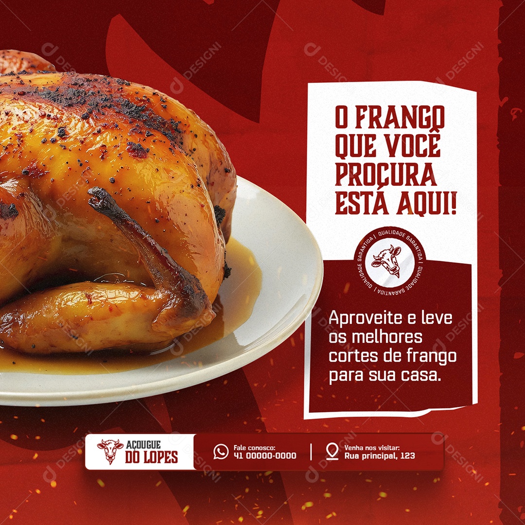 Açougue O Frango Que Você Procura Está Aqui Social Media PSD Editável