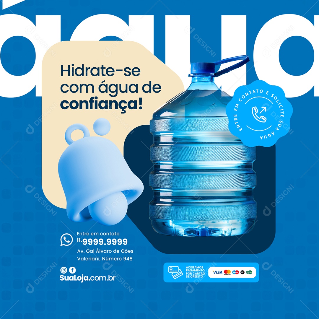 Distribuidora de Água Hidrate-Se Social Media PSD Editável